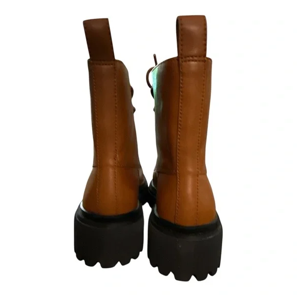 Madewell Brown Leather Chunky Lug Sole Combat Boots Modern Utility Street Size 5 - Picture 4 of 7